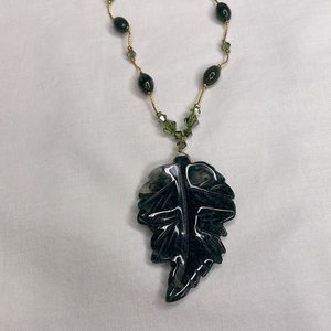 Dabby Reid Crystal and Glass Leaf Necklace